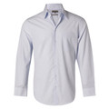 Light blue long sleeve dress shirt with subtle check pattern and classic collar