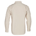 Sand CAPITOL Men's Long Sleeve Military Shirt in a structured cotton-rich fabric, featuring dual button-down chest pockets, shoulder epaulettes, and a professional tailored fit.