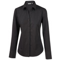 Charcoal grey women's long sleeve business shirt with collar and button-front placket