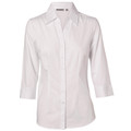 White | Bulk Buy Blank Womens Nano Tech Silk 3/4 Sleeve Business Shirts