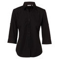 Black | Shop Plain Ladies Nano Tech Silk 3/4 Sleeve Shirt