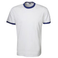 DYLAN unisex slim-fit two-tone 100% cotton ringer t-shirt with contrast neck and cuffs for bulk wholesale-white/royal
