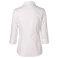 White cotton-polyester Oxford shirt with three-quarter sleeves and collar, back view showing smooth finish