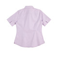 Back view of lilac short sleeve Oxford shirt with collar and curved hem