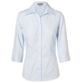 Pale Blue Kelsey Ladies Self Stripe CVC 3/4 Sleeve Shirt, a textured corporate blouse with subtle vertical stripes, ideal for professional uniforms.