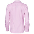 Back view of a pale pink ladies long sleeve shirt with self-stripe dobby texture and button cuffs
