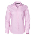 Pale pink women's long sleeve business shirt with collar and button front closure