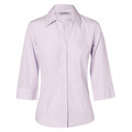 Ladies three-quarter sleeve shirt in pale orchid with mini check pattern and collar
