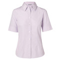 Pale lilac short sleeve shirt with collar, button front placket and chest pocket