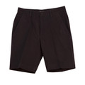 Black cotton chino shorts with front pleats and side pockets