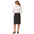 ELENOR Ladies Wool Blend Stretch Pleated Skirt featuring a classic knee-length silhouette, crisp permanent pleats, and a comfortable stretch waistband for professional corporate uniforms.