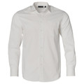 White long sleeve business shirt with self-stripe texture and chest pocket