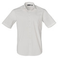 White | Mens Easy Care Dobby Self Stripe Short Sleeve Shirt