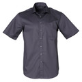 Grey | Mens Easy Care Dobby Self Stripe Short Sleeve Shirt