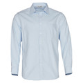 Pale blue long sleeve business shirt with subtle herringbone texture and classic collar