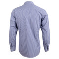 Back view of navy and white micro-check long sleeve business shirt with button-down collar
