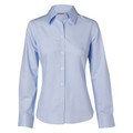 Sky blue tailored fit business shirt with long sleeves, pointed collar and white button placket