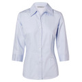 Light blue tailored fit shirt with three-quarter sleeves, button-front placket and classic collar