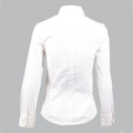 White long sleeve women's business shirt with back pleat detail and tailored fit