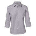 JAMES Ladies Fine Stripe Shirt 34 Sleeve Silver Grey WS-M8213 Blank Clothing