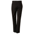 Black wool blend stretch corporate pants with flat front panel and side pockets