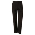 Black wool blend corporate trousers with front pleats and pressed crease detail