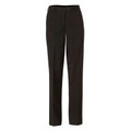 Black wool blend slim leg pants with front crease detail and belt loops