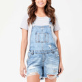 Shop Ripe Maternity Denim Short Overalls - Pale Blue