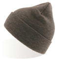Charcoal grey ribbed knit beanie with wide cuff fold showing textured acrylic construction
