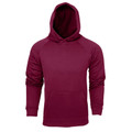 Kids burgundy pullover hoodie with raglan sleeves and kangaroo pocket in polyester fleece fabric