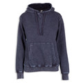 Charcoal stonewashed fleece hoodie with kangaroo pocket and contrast stitching detail
