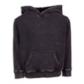 Stone washed charcoal grey fleece hoodie with kangaroo pocket and ribbed cuffs