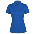 Ladies royal blue bamboo polo shirt with collar and button placket, short sleeves, textured fabric finish