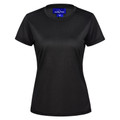 Black women's crew neck t-shirt with short sleeves and smooth technical fabric finish