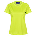 Safety yellow hi-vis women's crew neck performance tee with short sleeves and smooth technical fabric finish