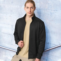 JOSEPH Men's Jacquard Fleece Bomber Jacket featuring a unique textured knit pattern, full-zip front, and classic ribbed collar and cuffs for a modern smart-casual look.