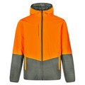Orange+Ash THOMAS unisex high-visibility quilted two-tone puffer safety jacket, featuring polyester insulation and a hooded design for cold-weather construction and site safety.