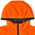 Hi-vis orange quilted safety jacket with charcoal hood lining and contrast zipper detail