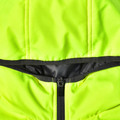 Safety yellow quilted jacket with charcoal grey contrast panel and black zipper detail
