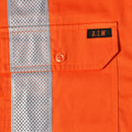 High visibility orange safety shirt with silver reflective tape and chest pocket detail