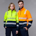 Branch Unisex Biomotion VIC Rail Safety Jumper, a high-visibility fleece sweatshirt with reflective taping compliant for VIC Rail workwear.