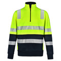 Yellow+Navy Branch Unisex Biomotion VIC Rail Safety Jumper, a high-visibility fleece sweatshirt with reflective taping compliant for VIC Rail workwear.
