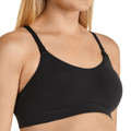 Black seamless maternity crop bra with adjustable straps and wirefree design