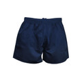 Navy athletic shorts with elasticated waistband and drawstring in poly fabric
