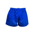 Royal blue rugby shorts with elasticated waistband and side splits