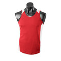 Red/White PIPER Men's Mini Waffle Knit Singlet featuring a breathable textured fabric, contrast side panels, and moisture-wicking technology for running, gym, and team sports.