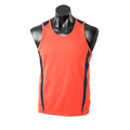 Orange+Navy EUREKA Men's Sport Singlet featuring a mini-waffle knit for moisture management, bold contrast side panels, and a lightweight breathable fit for basketball, running, and team training.