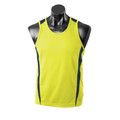 Yellow+Navy EUREKA Men's Sport Singlet featuring a mini-waffle knit for moisture management, bold contrast side panels, and a lightweight breathable fit for basketball, running, and team training.
