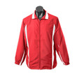 Red+White Eureka Men's Sports Polyester Silk Tracktop Jacket, a smooth, moisture-wicking athletic jacket ideal for warm-ups, training, or casual sportswear.