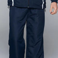 Navy track pants with relaxed fit and elasticated waistband in lightweight polyester fabric